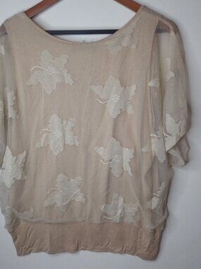 Marianne 3X Creme Tan Lace Stretch Top Plus